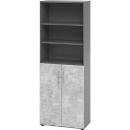VERA-ZWO - Armoire de bureau, h x l x p 2156 x 800 x 420 mm, graphite / béton