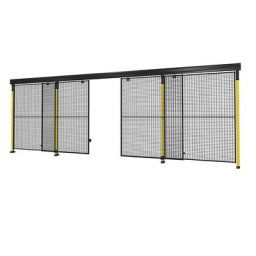Axelent Cloison grillagée pour la protection des machines X-GUARD, kit de porte (sans élément de porte, supports et verrouillage), porte coulissante, porte double, largeur max. 5900 mm