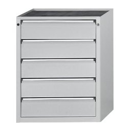 ANKE Armoire à tiroirs sans plateau, largeur 760 mm, charge max. tiroirs 200 kg, 5 tiroirs, façade gris clair