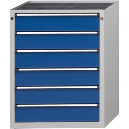 ANKE Armoire à tiroirs sans plateau, largeur 760 mm, charge max. tiroirs 200 kg, 6 tiroirs de 150 mm, façade bleu gentiane