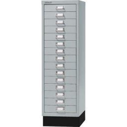 BISLEY MultiDrawer™ série 39, avec socle, format A4, 15 tiroirs, argent, noir