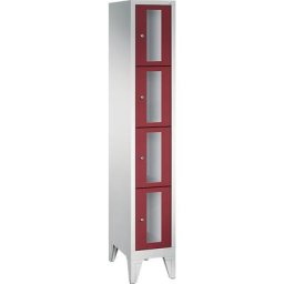 C+P Armoire à casiers CLASSIC, hauteur casiers 375 mm, sur pieds, 4 casiers, largeur 320 mm, porte rouge rubis