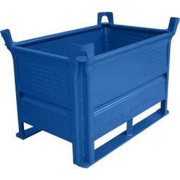 Heson Caisse-palette sur semelles, L x l 800 x 500 mm, charge max. 2000 kg, bleu, 10 pièces et +