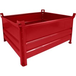 Heson Caisse-palette à parois pleines, l x L 1000 x 1200 mm, charge max. 2000 kg, rouge, 1 pièce et +