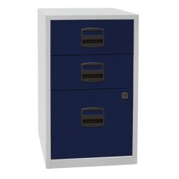 BISLEY Caisson hauteur bureau PFA, 2 tiroirs, 1 tiroir pour DS, gris clair / bleu oxford