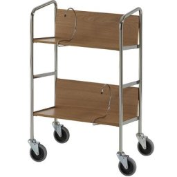 HelgeNyberg Chariot de bureau chromé, 2 tablettes, L x l x h 550 x 340 x 840 mm, façon chêne, à partir de 5 pièces