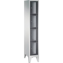 C+P Armoire à casiers CLASSIC, hauteur casiers 375 mm, sur pieds, 4 casiers, largeur 320 mm, porte gris noir