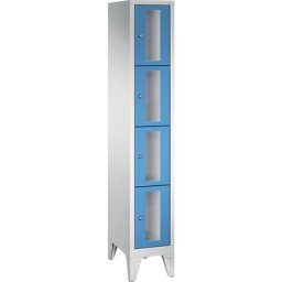 C+P Armoire à casiers CLASSIC, hauteur casiers 375 mm, sur pieds, 4 casiers, largeur 320 mm, porte bleu clair