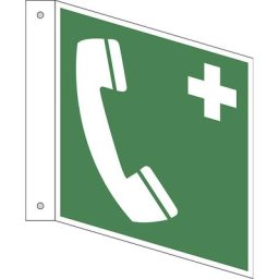 Panneaux d'urgence et de secours, téléphone de secours, lot de 10, plastique, bannière, 150 x 150 mm