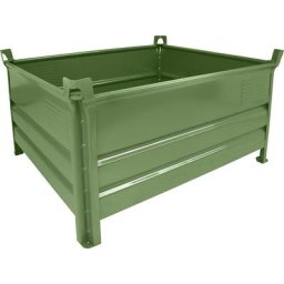Heson Caisse-palette à parois pleines, l x L 1000 x 1200 mm, charge max. 2000 kg, vert, 5 pièces et +