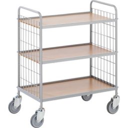 eurokraft pro Chariot de bureau à tablettes, hauteur 935 mm, 3 niveaux, 4 roulettes pivotantes, Ø 100 mm