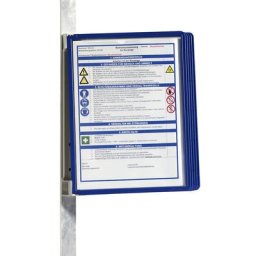 DURABLE Kit complet avec support mural magnétique, 5 pochettes transparentes A4, lot de 2, cadre bleu, à partir de 3 lots