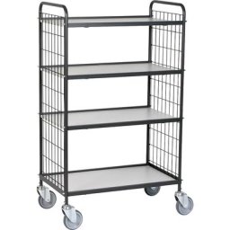 Chariot de bureau à tablettes, L x l x h 830 x 510 x 1325 mm, 4 tablettes