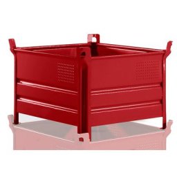 Heson Caisse-palette à parois pleines, l x L 800 x 1000 mm, charge max. 500 kg, rouge, 5 pièces et +