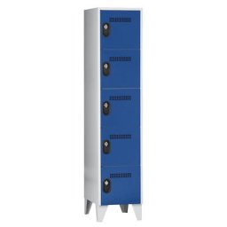 Wolf Vestiaire multicases, hauteur cases 320 mm, h x l x p 1850 x 400 x 500 mm, largeur compartiments 400 mm, coloris corps / porte gris clair / bleu gentiane