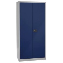 BISLEY Armoire à portes battantes UNIVERSAL, h x l x p 1950 x 914 x 500 mm, 4 tablettes galvanisées, 5 hauteurs de classeurs, gris clair / bleu oxford
