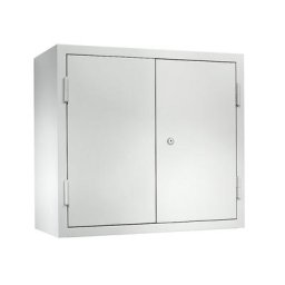 eurokraft basic Armoire murale d'atelier, h x l x p 600 x 650 x 320 mm, portes en tôle pleine, gris clair RAL 7035