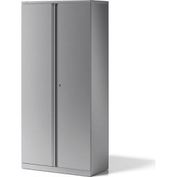 BISLEY Armoire à portes battantes ESSENTIALS, 4 tablettes, 5 hauteurs de classeurs, argent