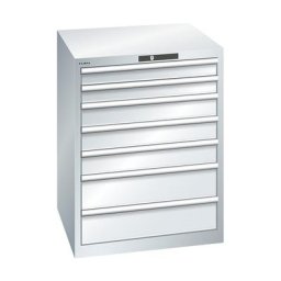 LISTA Armoire à tiroirs avec 7 tiroirs, l x p x h 717 x 725 x 850 mm, charge max. 200 kg, gris clair
