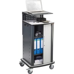 eurokraft basic Chariots pour ordinateurs portables et appareils, avec rideau, anthracite RAL 7016