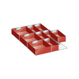 LISTA Kit de compartimentation pour tiroirs, largeur 500 mm, 9 godets de compartimentation, 1 équerre d'entretoise