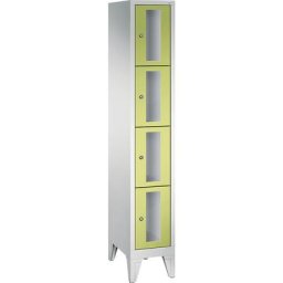 C+P Armoire à casiers CLASSIC, hauteur casiers 375 mm, sur pieds, 4 casiers, largeur 320 mm, porte vert viridin