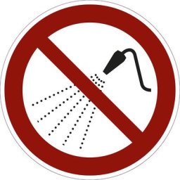 Panneaux d'interdiction, interdit d'asperger avec de l'eau, lot de 10, plastique, Ø 200 mm