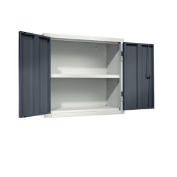 eurokraft basic Armoire murale d'atelier, h x l x p 600 x 650 x 320 mm, portes en tôle pleine, gris basalte RAL 7012