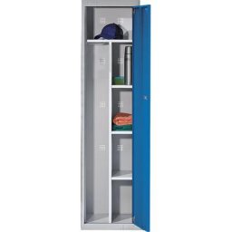 eurokraft basic Vestiaire modulaire avec éléments de base et additionnels, h x l x p 1800 x 450 x 500 mm, 1 tablette supérieure, 3 tablettes, gris clair / bleu clair, élément de base