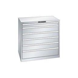LISTA Armoire à tiroirs en tôle d'acier, h x l 1000 x 1023 mm, 6 tiroirs, charge max. 200 kg, gris clair