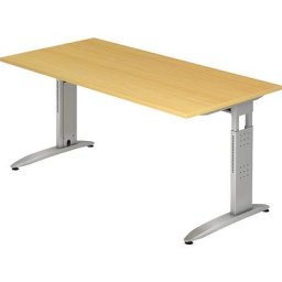 eurokraft pro NICOLA - Bureau, piétement en L, hauteur réglable, h x l x p 720 x 1600 x 800 mm, façon hêtre
