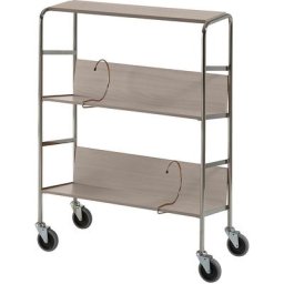 HelgeNyberg Chariot de bureau chromé avec tablettes, 3 tablettes, L x l x h 800 x 340 x 1060 mm, façon bouleau