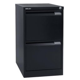 BISLEY Classeur pour dossiers suspendus à 1 rangée, 2 tiroirs, format A4, noir foncé