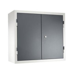 eurokraft basic Armoire murale d'atelier, h x l x p 600 x 650 x 320 mm, portes en tôle pleine, avec 2 tablettes, gris basalte RAL 7012