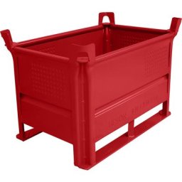 Heson Caisse-palette sur semelles, L x l 800 x 500 mm, charge max. 2000 kg, rouge, 5 pièces et +