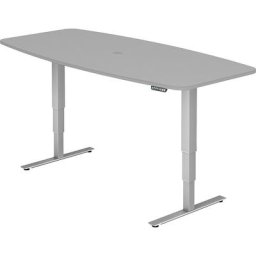 Table de conférence, l x p 2200 x 1030 mm, réglage électrique de la hauteur de 620 à 1270 mm, gris clair