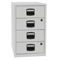 BISLEY Caisson hauteur bureau PFA, 4 tiroirs universels, gris clair