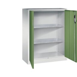 C+P Armoire d'atelier hauteur bureau à portes battantes, h x l x p 1200 x 930 x 400 mm, gris clair / vert réséda