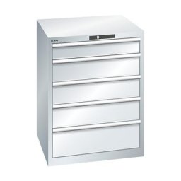LISTA Armoire à tiroirs avec 5 tiroirs, l x p x h 717 x 725 x 850 mm, gris clair, charge max. des tiroirs 200 kg