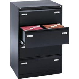 BISLEY Classeur pour dossiers suspendus LIGHT, à 2 rangées, 4 tiroirs format A4 transversal, noir profond, 2 pièces et +