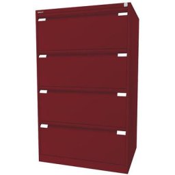BISLEY Classeur pour dossiers suspendus à 2 rangées, 4 tiroirs, format A4, rouge cardinal