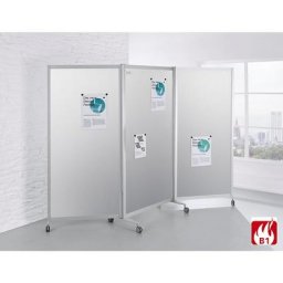 Cloison mobile pliante, difficilement inflammable, cadre en aluminium, surface du tableau magnétique, h x l x p 1900 x 2800 x 450 mm, argent
