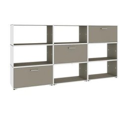 mauser Cloison, 2 casiers bar, 1 tiroir, 6 tablettes, blanc pur / gris beige