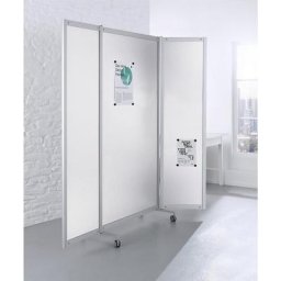 Cloison mobile pliante, difficilement inflammable, cadre en aluminium, surface du tableau magnétique, h x l x p 1900 x 2000 x 450 mm, blanc