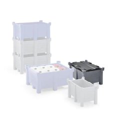 Caisse-palette gerbable en polyéthylène, charge max. au gerbage 2500 kg, L x l 1000 x 800 mm, gris