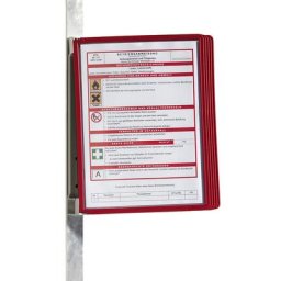 DURABLE Kit complet avec support mural magnétique, 5 pochettes transparentes A4, lot de 2, cadre rouge, à partir de 3 lots