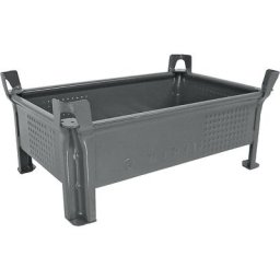 Heson Caisse-palette en tôle d'acier, hauteur réduite, à parois pleines, l x L 500 x 800 mm, charge max. 1000 kg, gris, 1 pièce et +