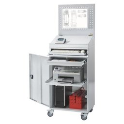 eurokraft pro Poste informatique en tôle d'acier, h x l 1770 x 650 mm, sans compartiment pour écran, coloris porte gris clair