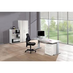 PETRA - Bureau complet, avec siège de bureau, gris clair