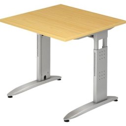 eurokraft pro NICOLA - Bureau, piétement en L, hauteur réglable, h x l x p 720 x 800 x 800 mm, façon hêtre